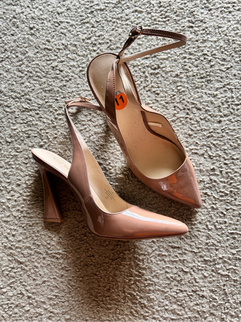 Nine West Blush Patent Leather Pointed Slingback Pumps